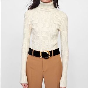 Zara Cream Cable Knit Sweater